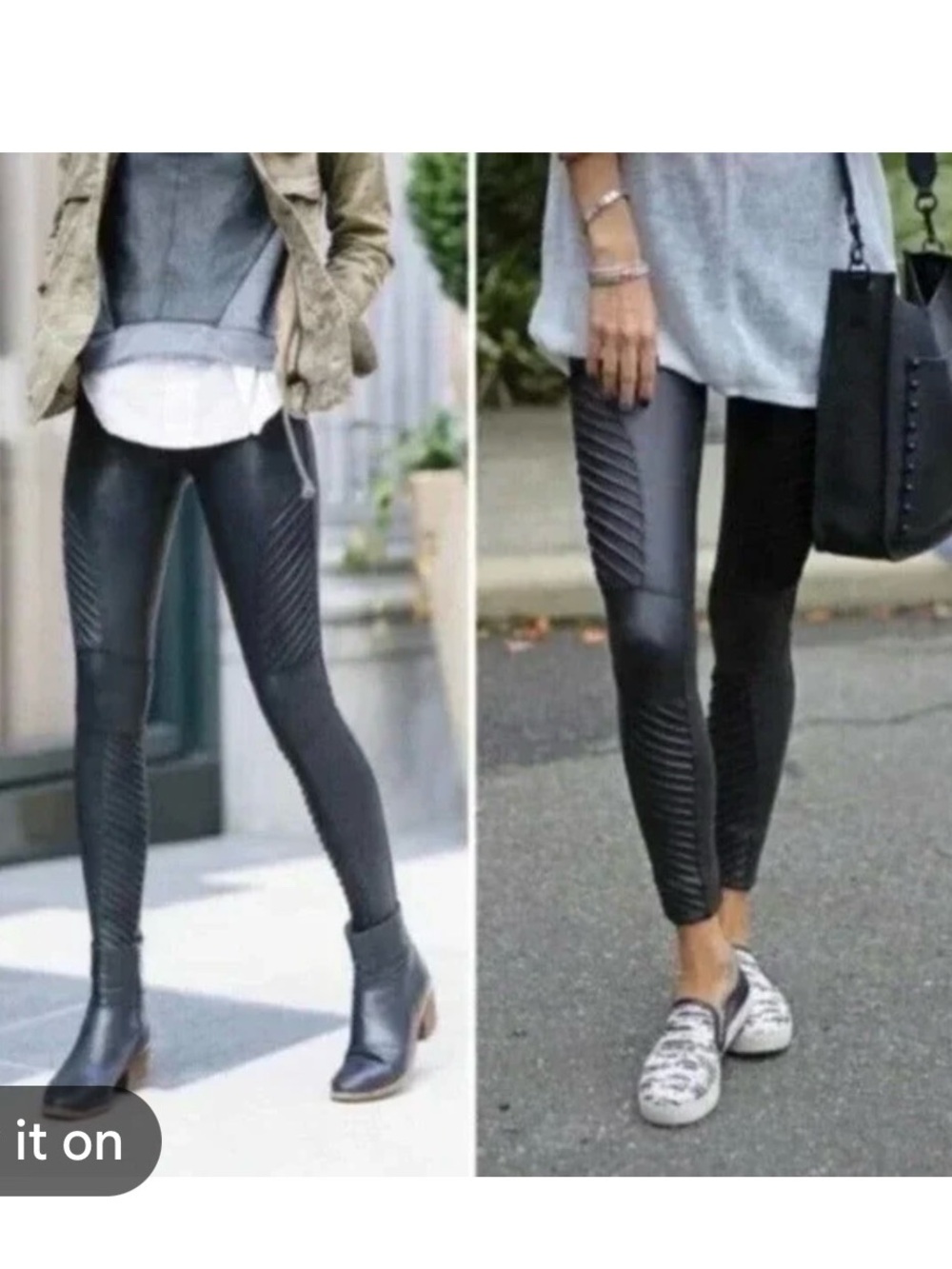 Spanx Faux Leather Moto Leggings in Black